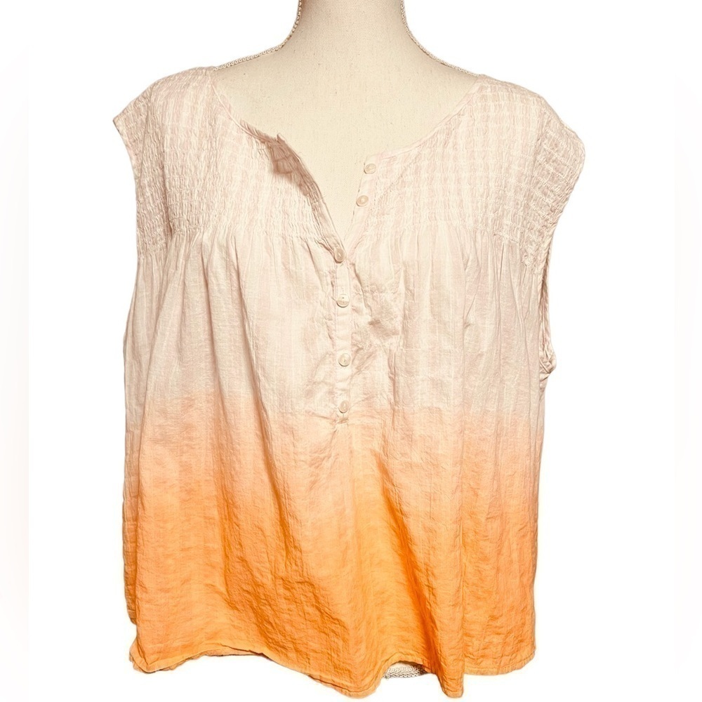 WE THE FREE WOMENS SLEEVELESS OVERSIZED PEACH OMBRÉ TOP SIZE SMALL